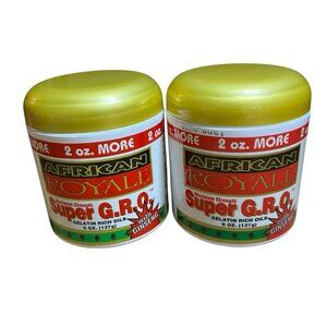 2X African Royale Castor Gro Gelatin Rich Oils 6 Oz With Ginseng, New